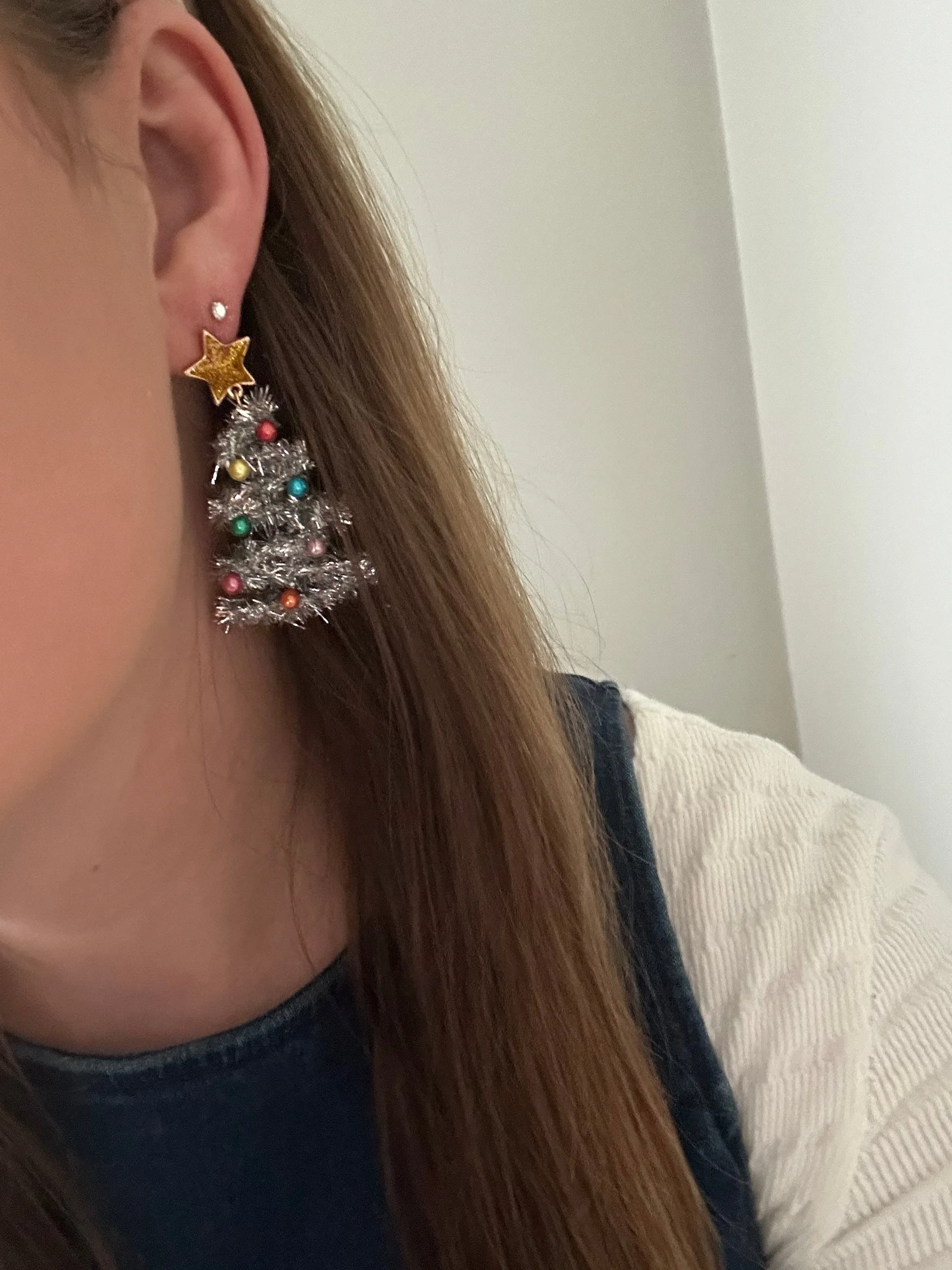Tinsel Town Christmas Tree Earrings