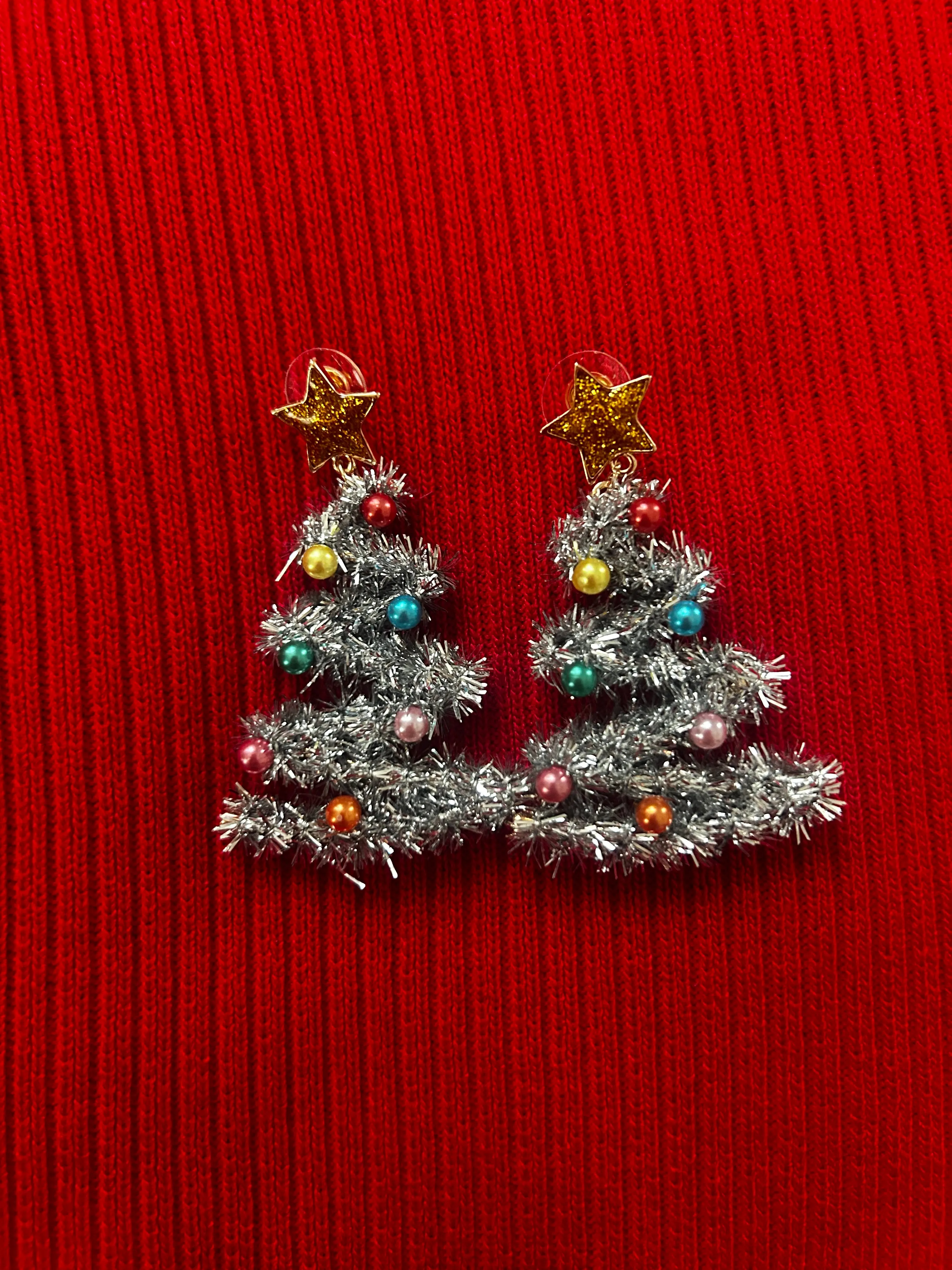 Tinsel Town Christmas Tree Earrings