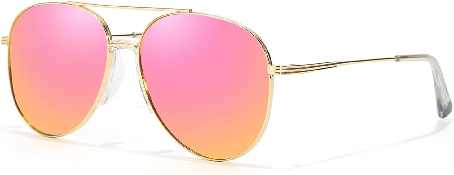 TJUTR Tangle Free Aviator Sunglasses for Women Men, Polarized UV400 Protection Trendy Shades, No-Snag Metal Frame Glasses