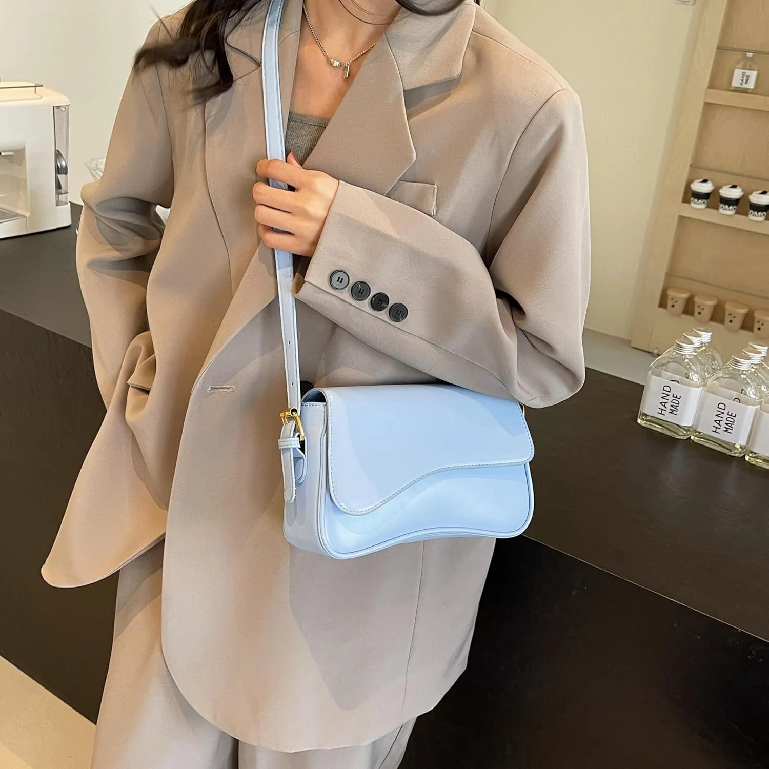 Trendy Y2K Vegan Leather Shoulder Bag for Women - Hobo Handbag, Clutch & Saddle Bag with Removable Strap