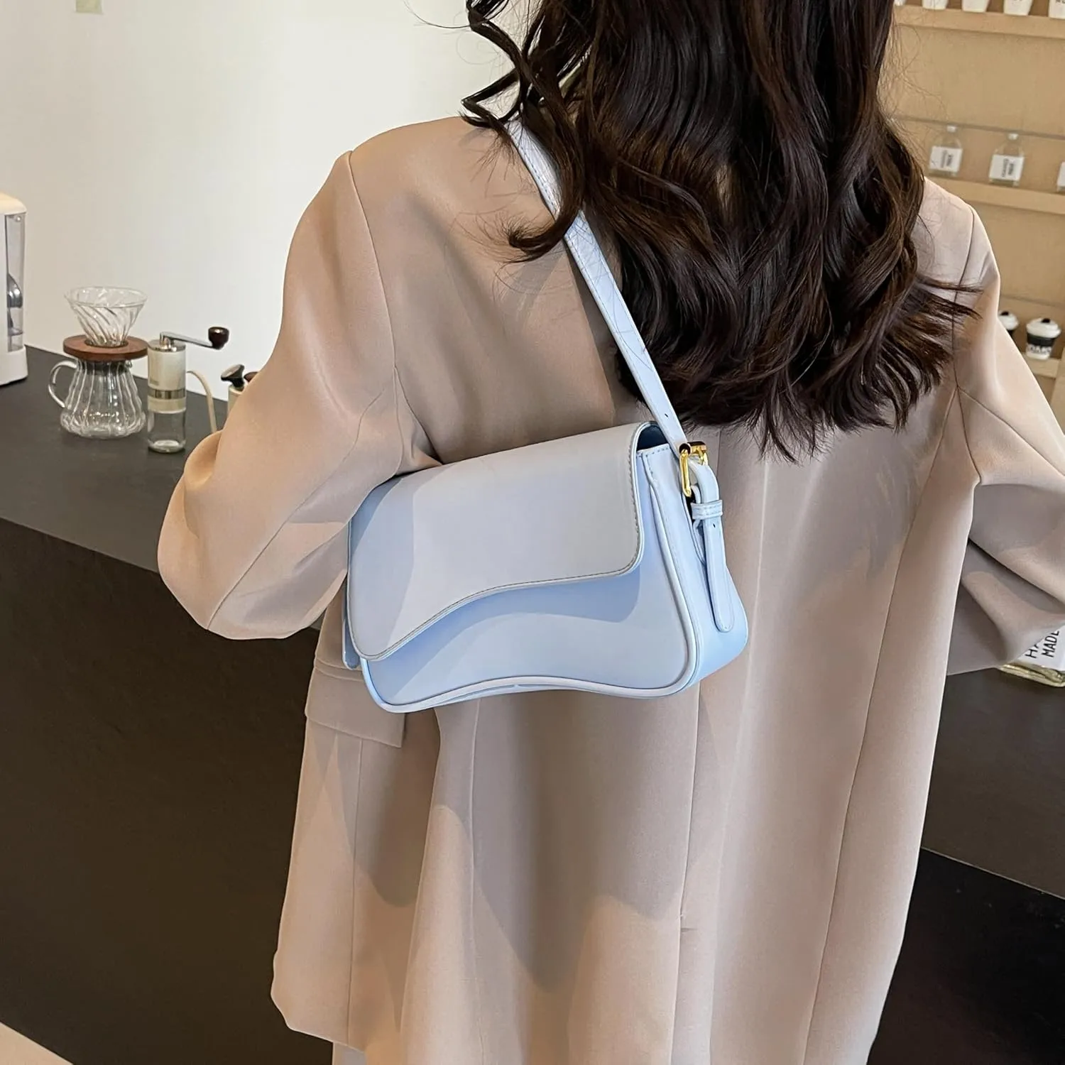 Trendy Y2K Vegan Leather Shoulder Bag for Women - Hobo Handbag, Clutch & Saddle Bag with Removable Strap