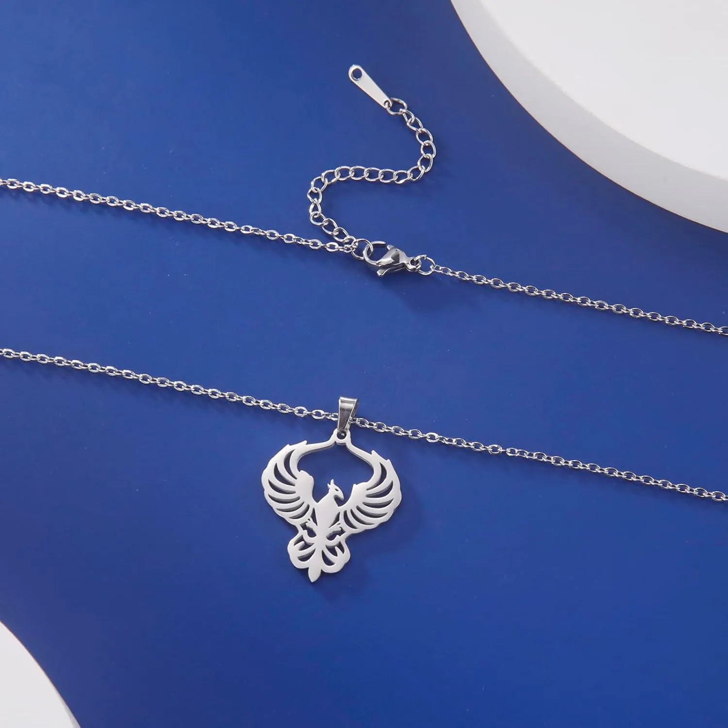 VASSAGO Rising Phoenix Necklace for Women Stainless Steel Phoenix Fire Bird Pendant Necklace for Men Trendy Jewelry Gifts