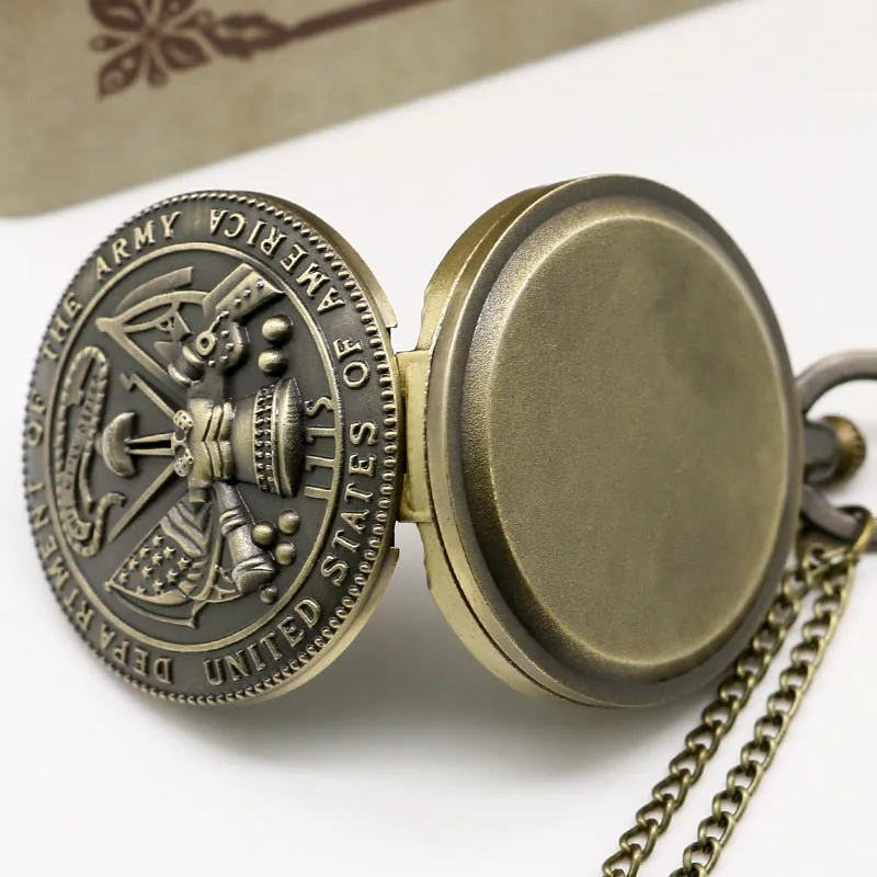 Vintage Bronze USA Department Of The Army Pocket Watch