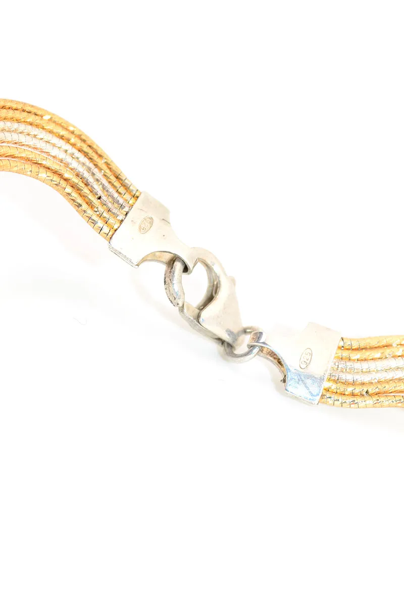 Wavy Gold & Sterling Silver Mixed Metal Necklace