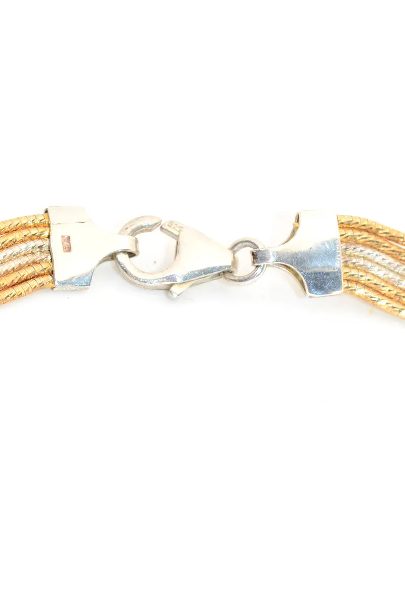 Wavy Gold & Sterling Silver Mixed Metal Necklace