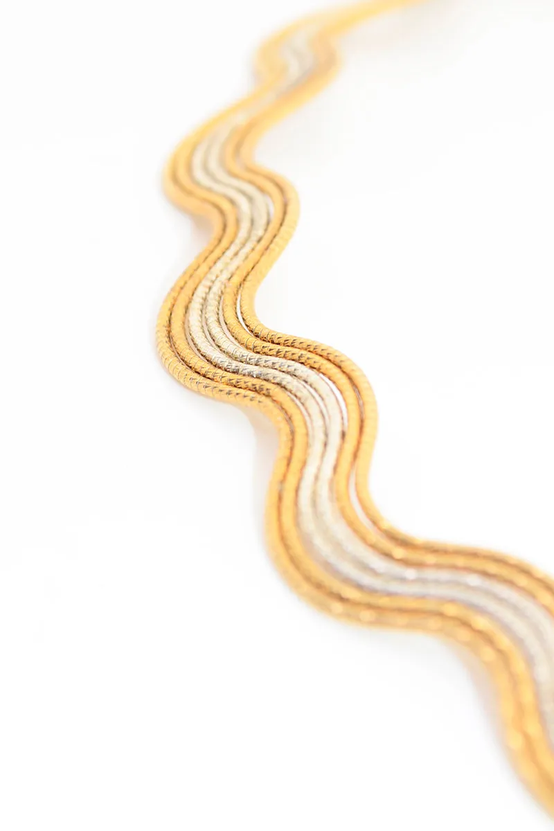 Wavy Gold & Sterling Silver Mixed Metal Necklace