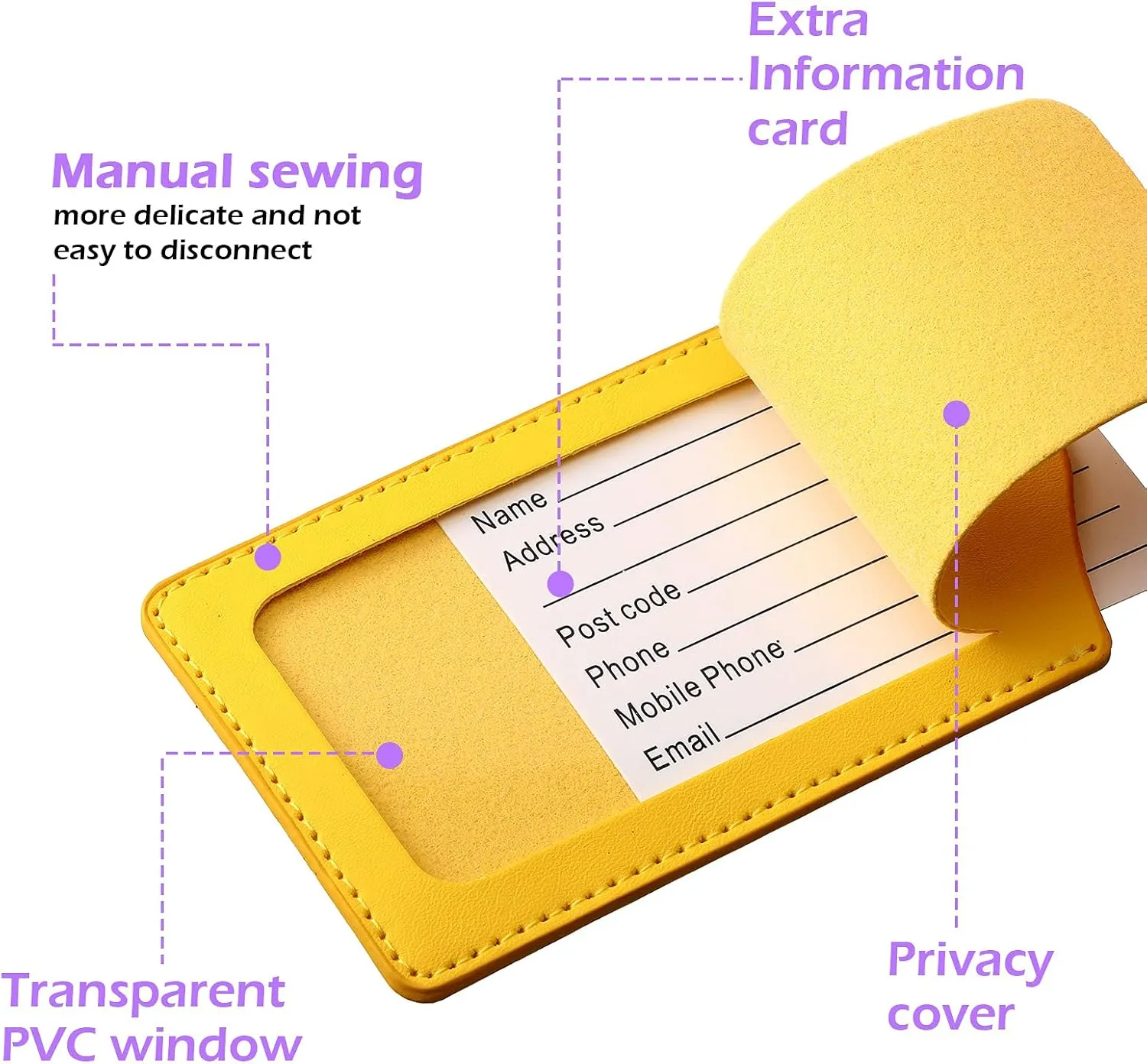 Weewooday 8 Pcs PU Leather Luggage Tags for Suitcases PU Leather Name ID Labels Privacy Luggage Tags for Travel Tags Bag Case (Yellow, Pink, Blue, Brown, Purple, Watermelon Red, Orange, Black)