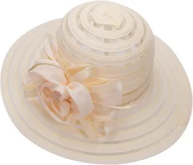 Wide-Brim Kentucky-Organza-Derby-Hat for Women Lady Tea Party Fascinators Cap Church Wedding Cap with Flower