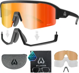 Wildhorn Radke MTB Cycling Glasses, UV400 Sports Ski Running Sunglasses for Women & Men, Baseball Glasses w/3 Swap Lenses