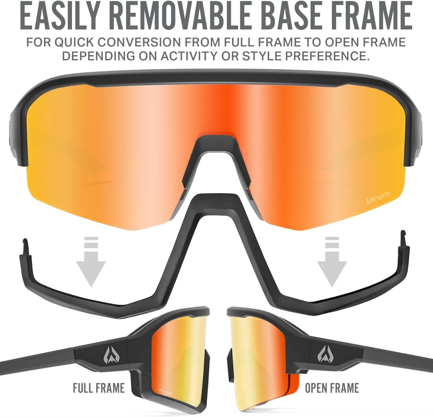 Wildhorn Radke MTB Cycling Glasses, UV400 Sports Ski Running Sunglasses for Women & Men, Baseball Glasses w/3 Swap Lenses