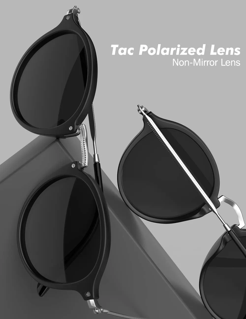 Women's Retro Round Sunglasses - Polarized Anti Glare UV400 Protection Vintage Driving Shades